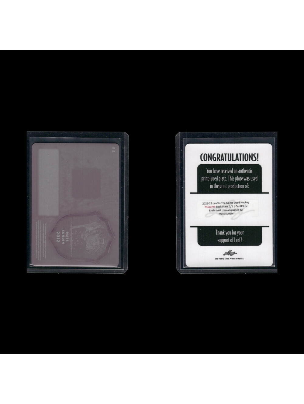 2022-23 Leaf In The Game Used Hockey Magenta Printing Plate (1/1) E-5
